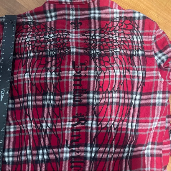 Sinful Medium (runs Small) Women’s Re Plaid Flannel Snap Down Shirt Long Sleeve - Picture 3 of 3